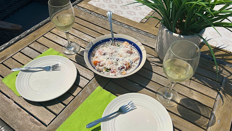 8 & $20: Stone Fruit with Ricotta Salata, Marcona Almonds and Mint